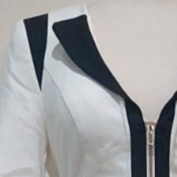 💥SHOWSTOPPER💥VTG Bebe Zipper Detaile Blazer in Brigth White & Black - Picture 10 of 16